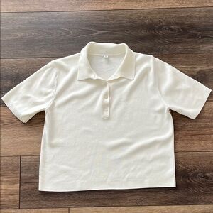 Uniqlo Cream Short-Sleeve Polo Top Size M